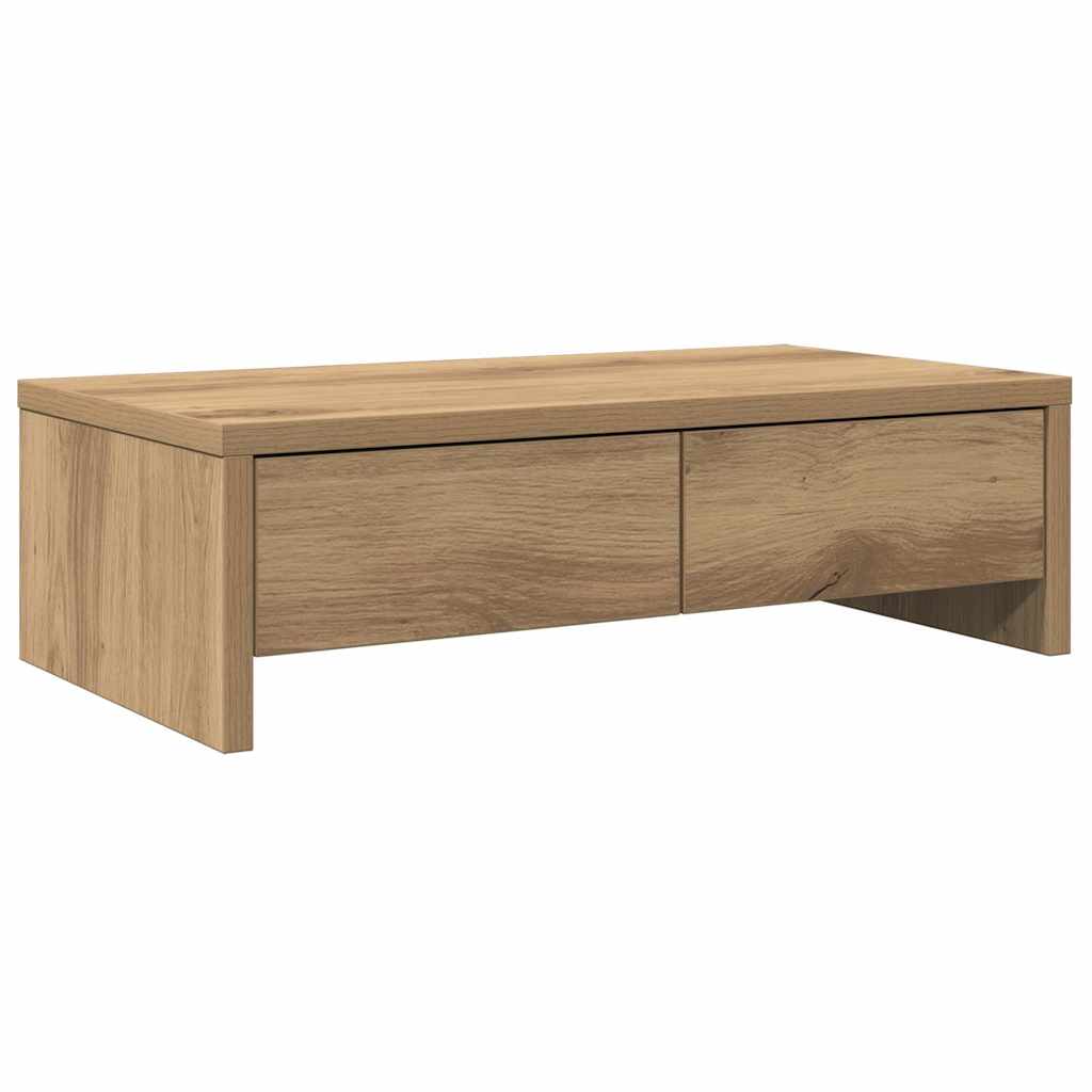 skærmholder med skuffer 50x27x15 cm konstrueret træ kunsteg