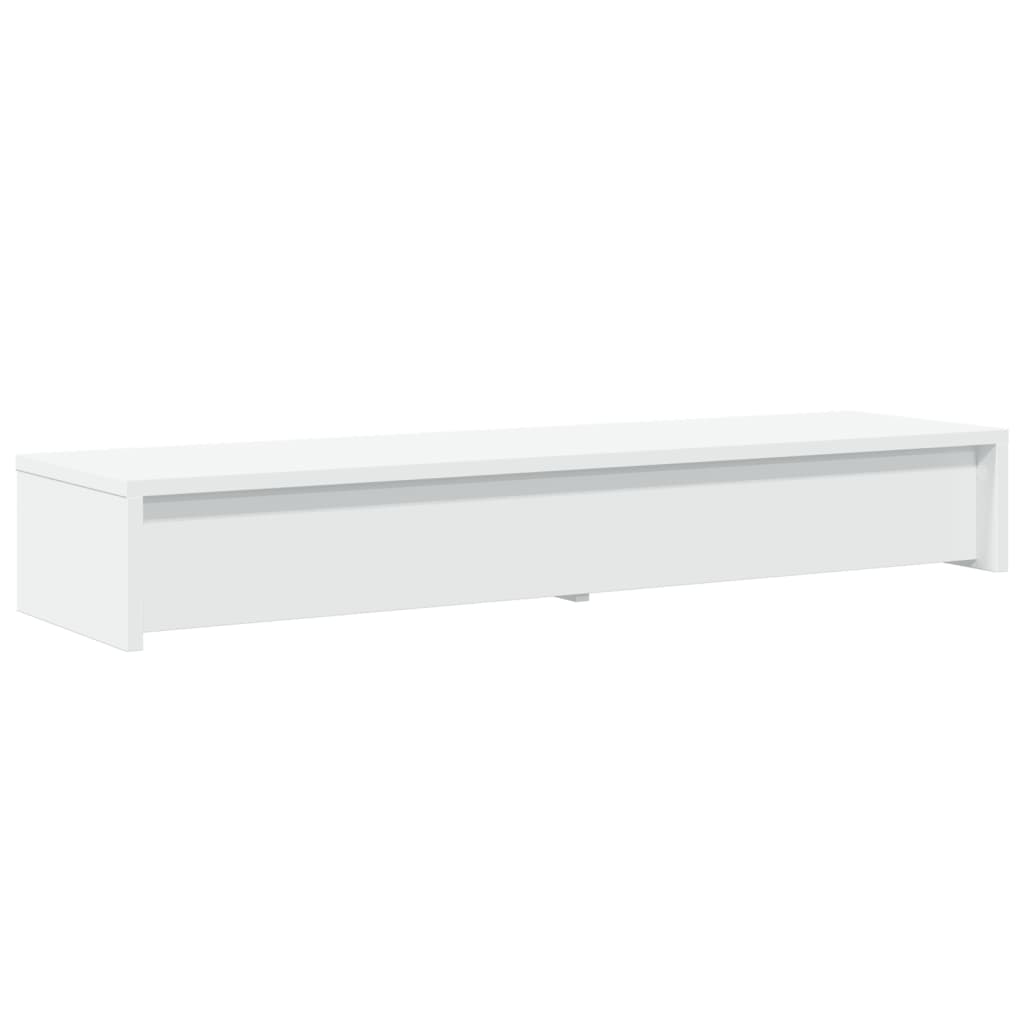 skærmstativ med skuffer hvid 100x27x15 cm konstrueret træ