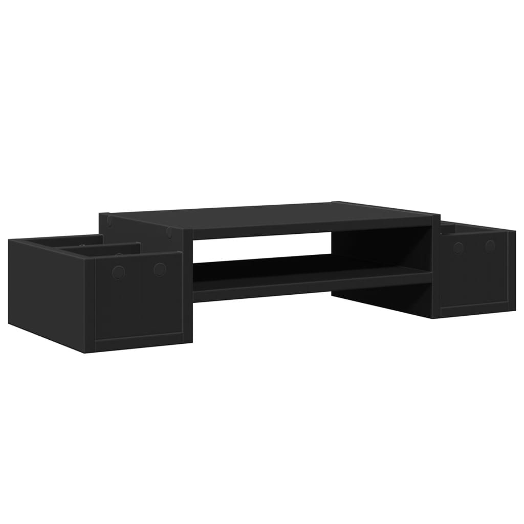 skærmholder med opbevaring 70x27x15 cm konstrueret træ sort