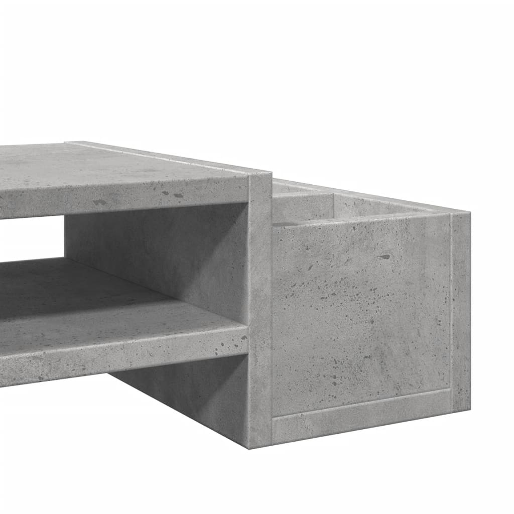 skærmholder med opbevaring 70x27x15 cm konstrueret træ betongrå