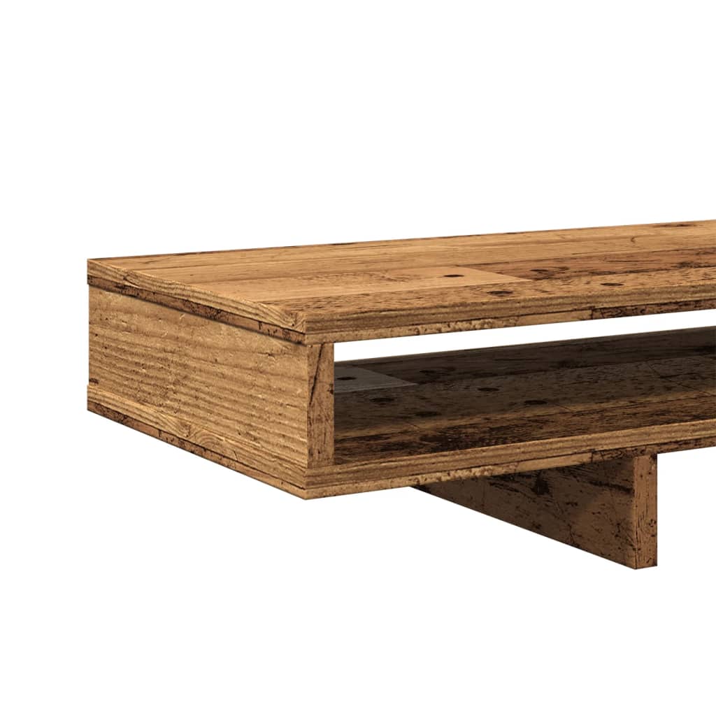 skærmholder 100x27x15 cm konstrueret træ gammelt trælook
