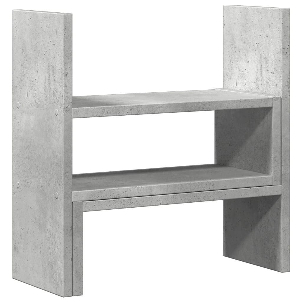 hylde til skrivebord 40x17x41 cm konstrueret træ betongrå