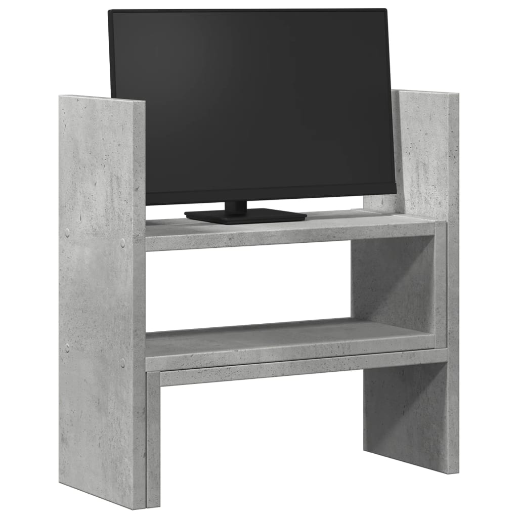 hylde til skrivebord 40x17x41 cm konstrueret træ betongrå