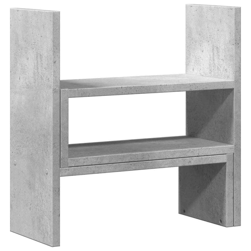 hylde til skrivebord 40x17x41 cm konstrueret træ betongrå