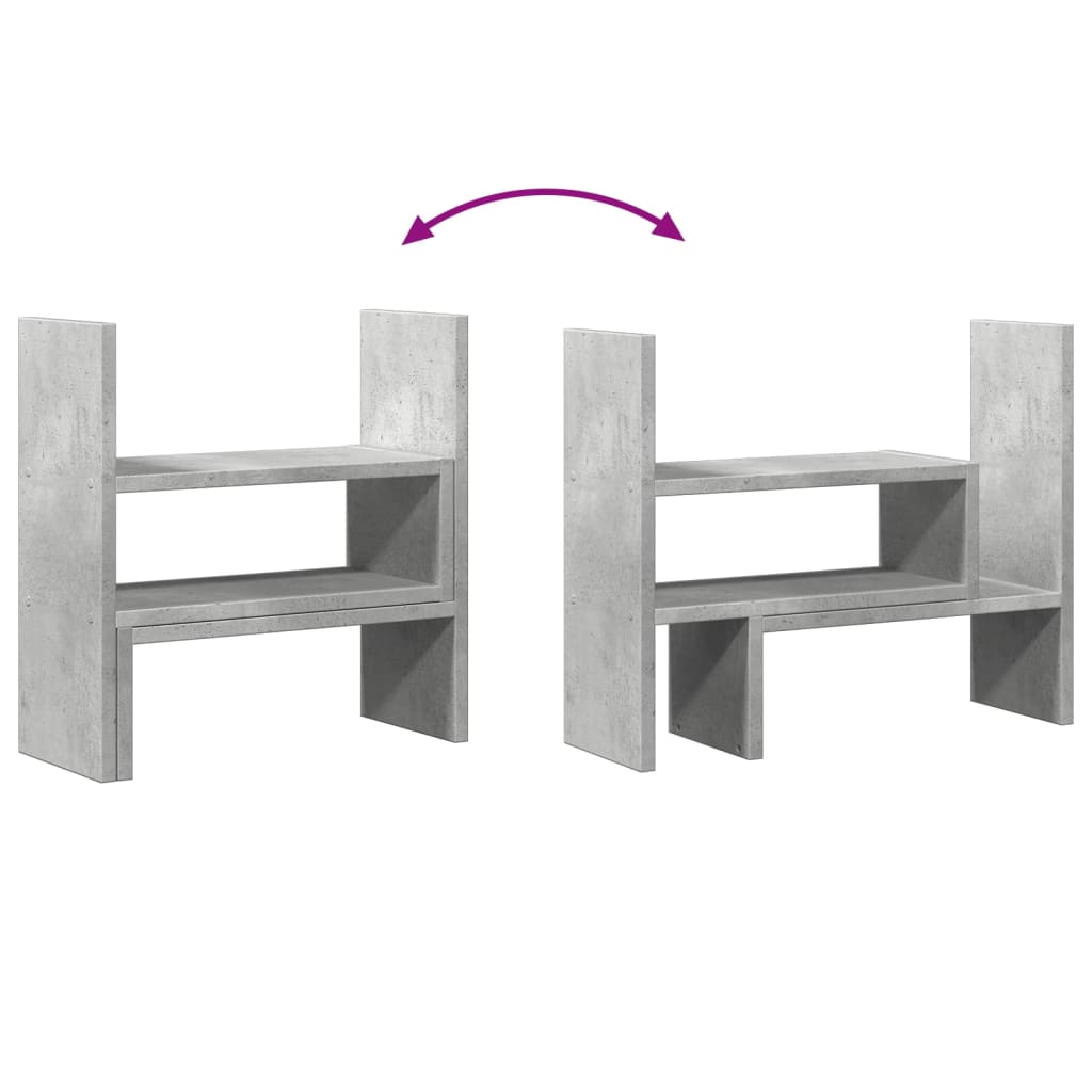 hylde til skrivebord 40x17x41 cm konstrueret træ betongrå