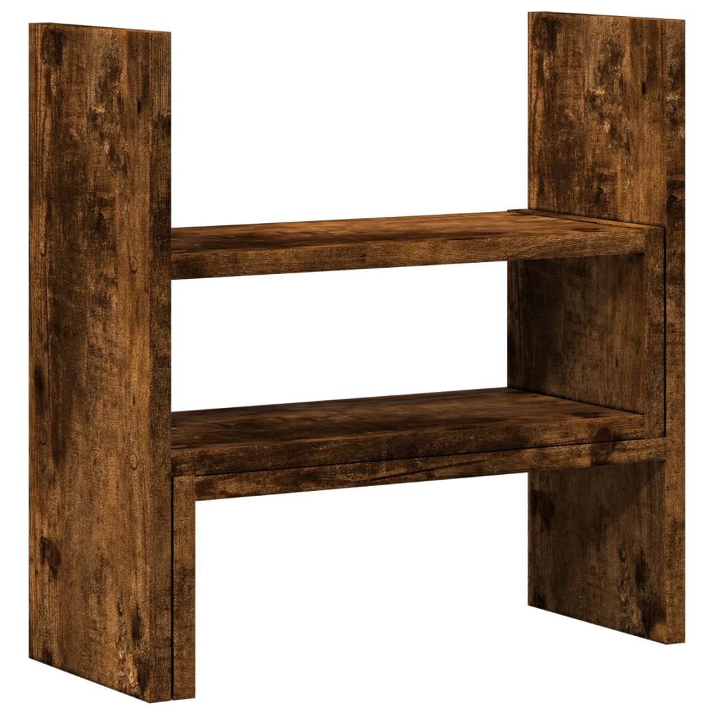 hylde til skrivebord 40x17x41 cm konstrueret træ røget eg