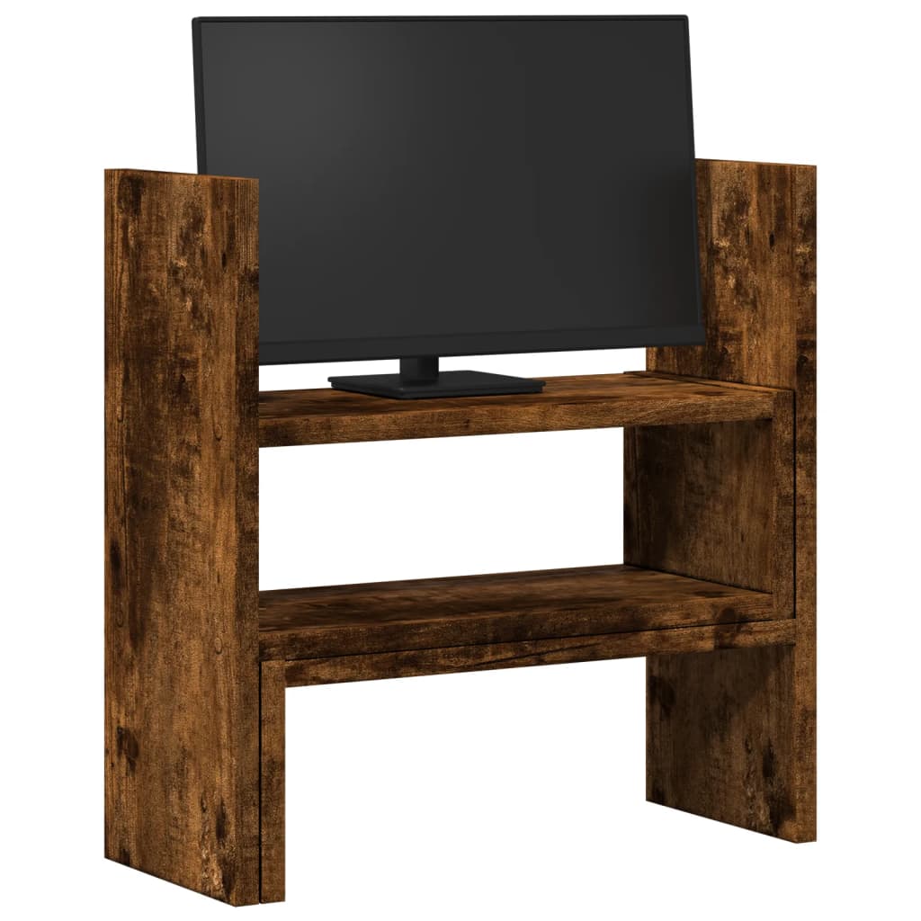 hylde til skrivebord 40x17x41 cm konstrueret træ røget eg