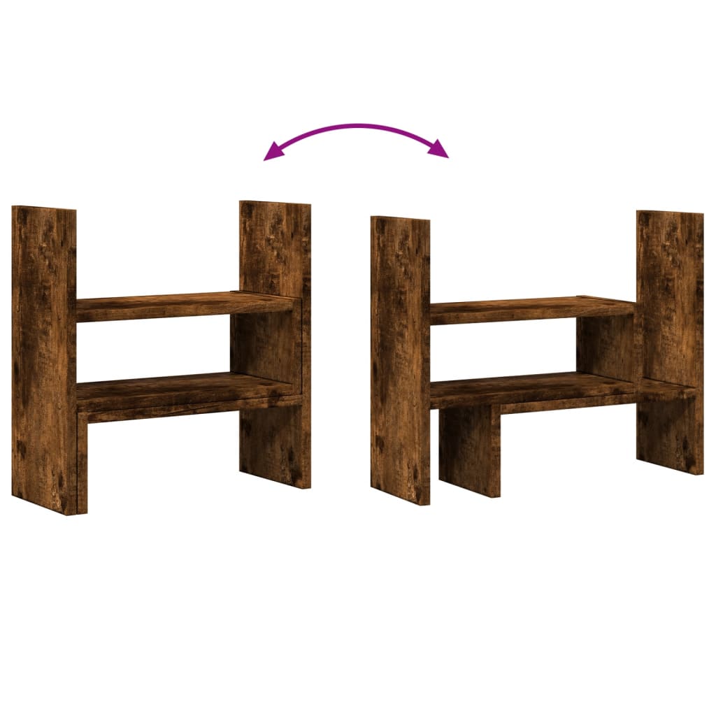 hylde til skrivebord 40x17x41 cm konstrueret træ røget eg