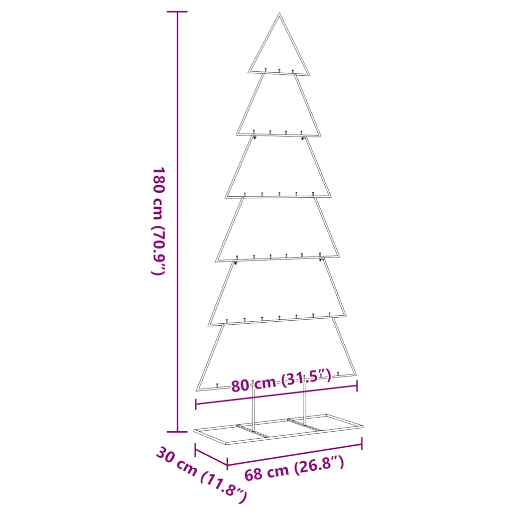 dekorativt juletræ 180 cm metal sort