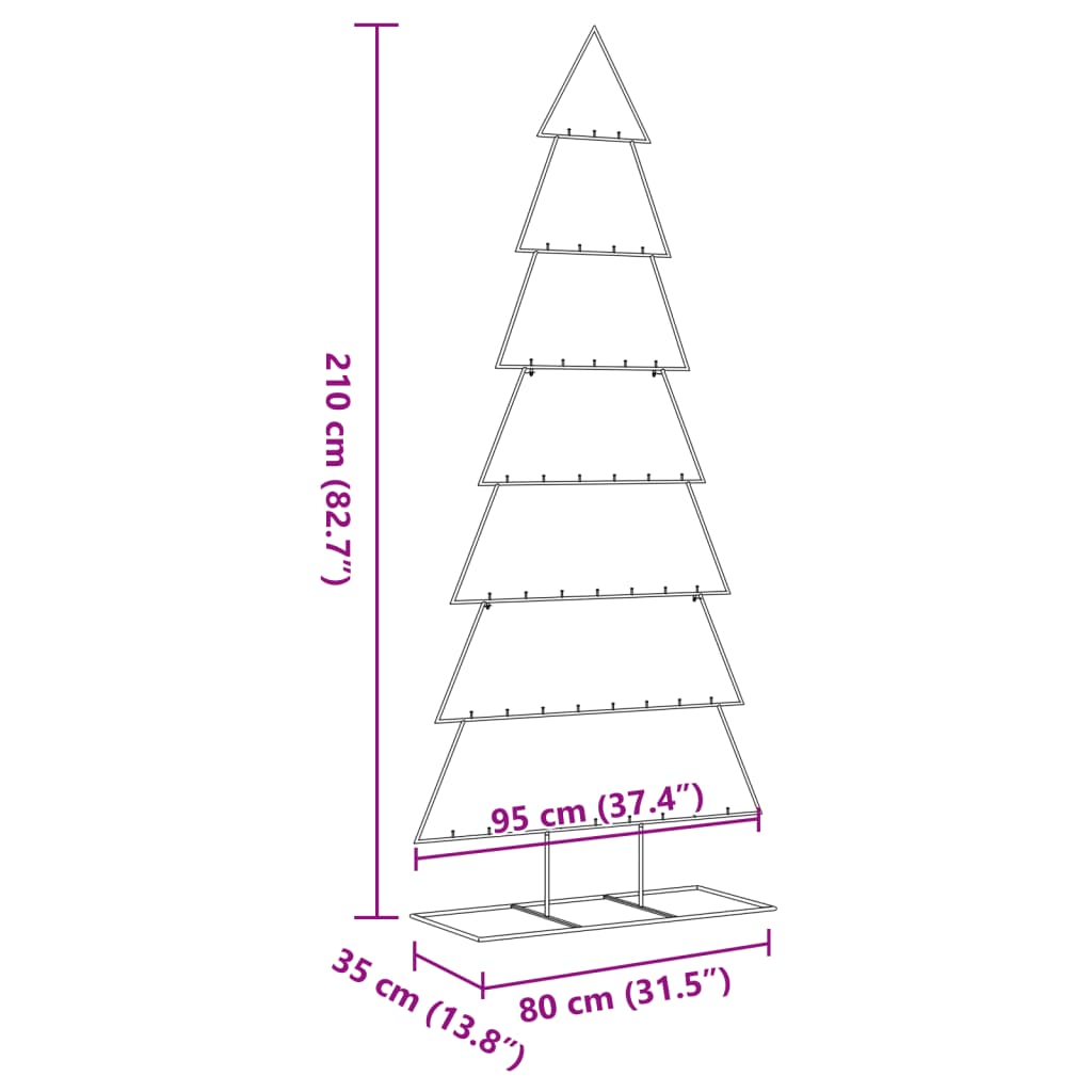 dekorationstræ 210 cm metal sort