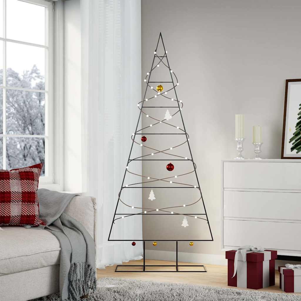 dekorativt juletræ 180 cm metal sort