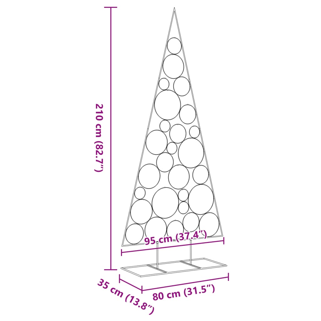 dekorationstræ 210 cm metal sort