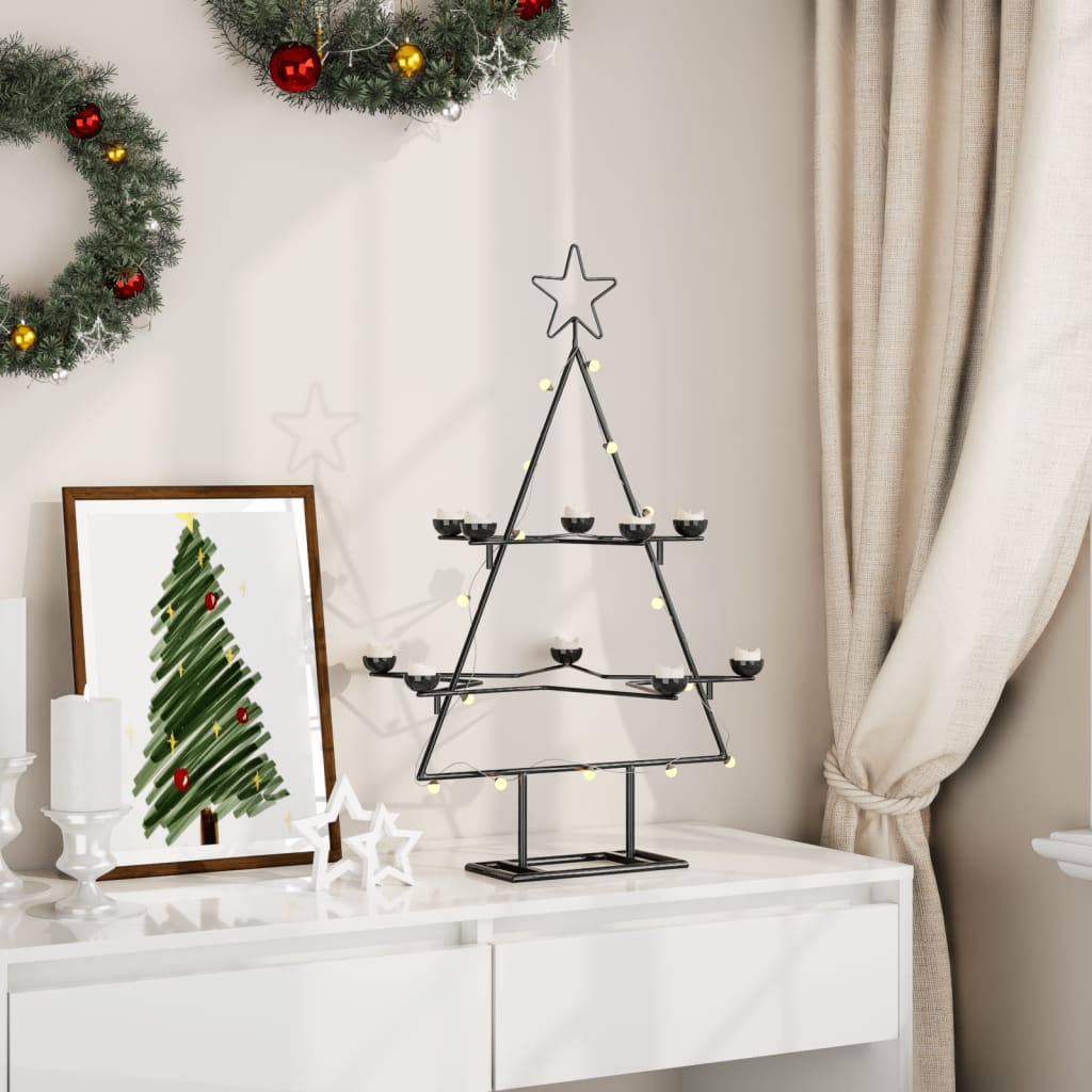dekorativt juletræ 75 cm metal sort