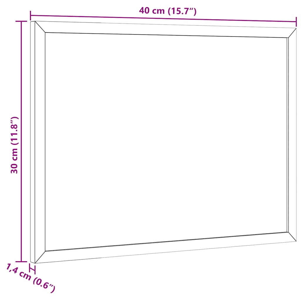 magnetisk whiteboardtavle med ramme af massivt fyrretræ 40x30cm