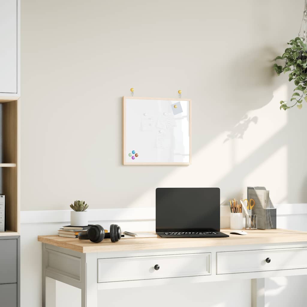 magnetisk whiteboardtavle med ramme af massivt fyrretræ 40x40cm
