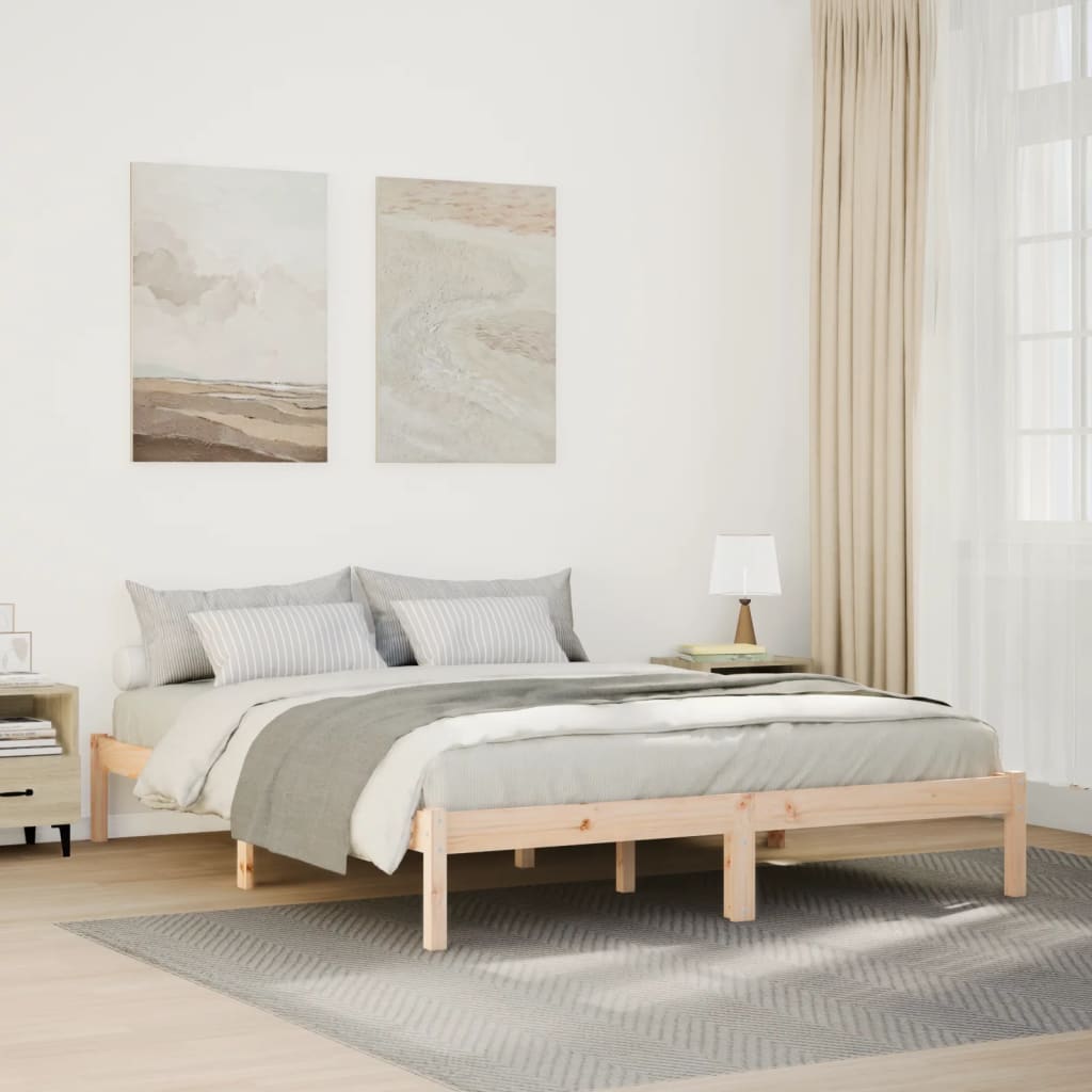 ekstra lang sengeramme uden madras 140x210 cm massivt fyrretræ