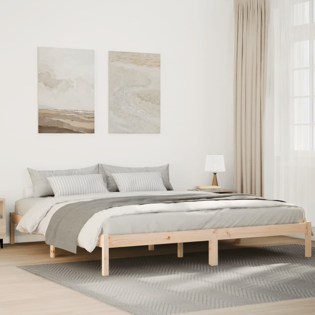 ekstra lang sengeramme uden madras 200x210 cm massivt fyrretræ