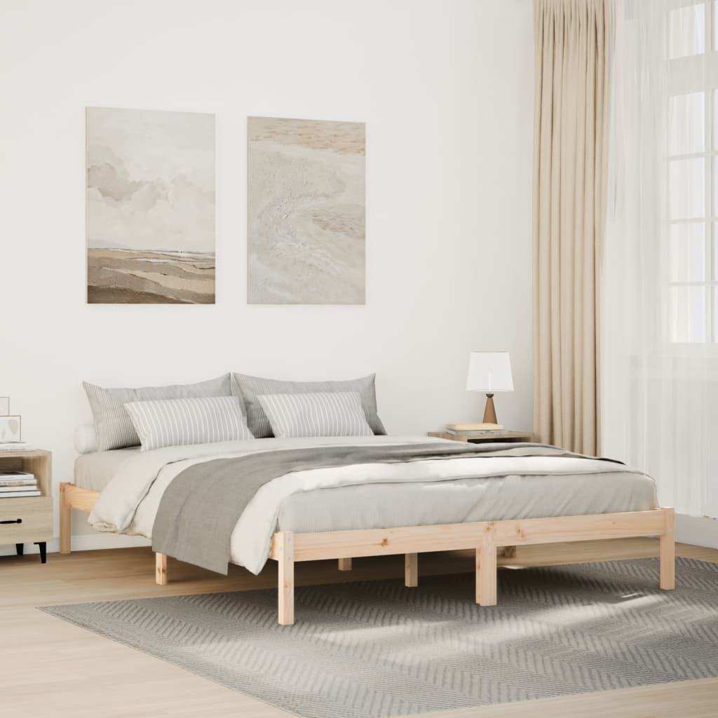 ekstra lang sengeramme uden madras 140x220 cm massivt fyrretræ