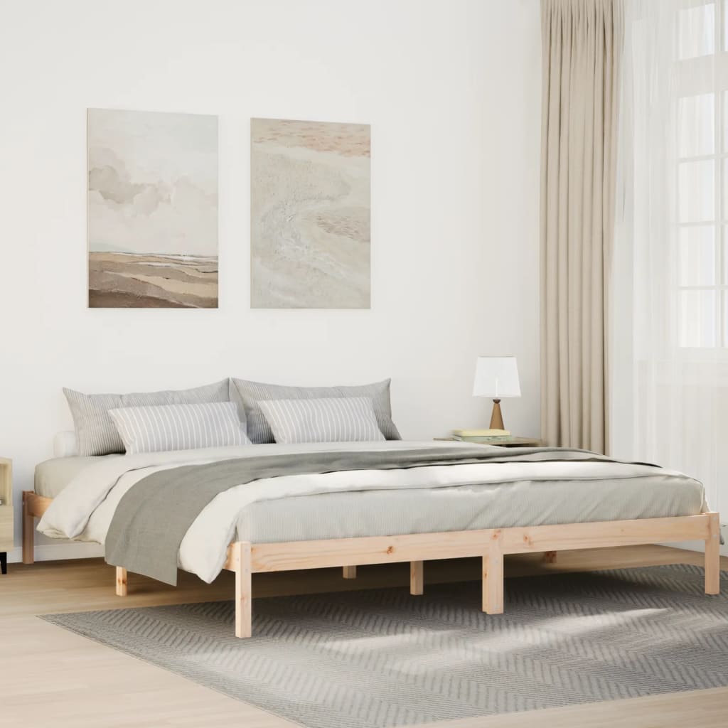 ekstra lang sengeramme uden madras 200x220 cm massivt fyrretræ