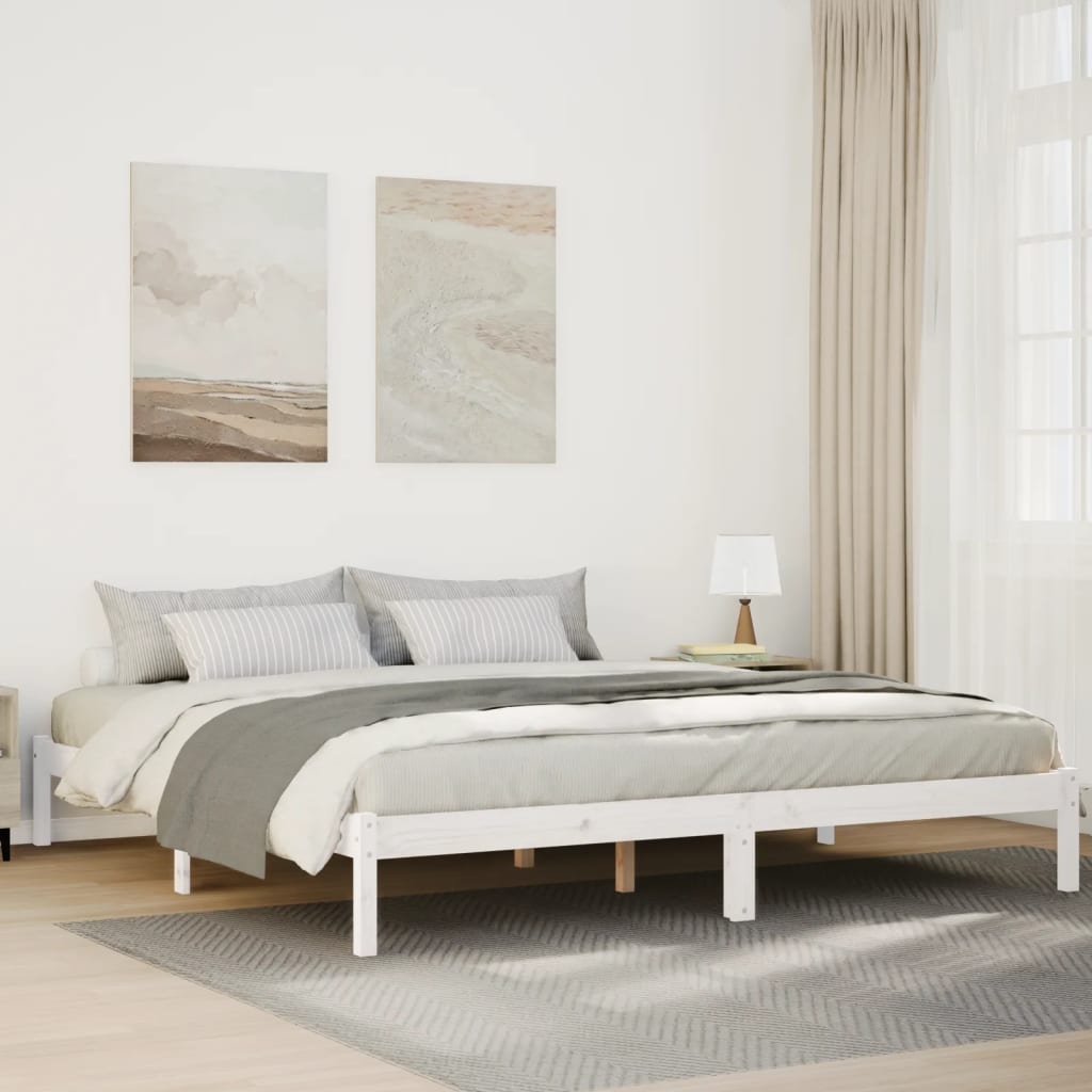 ekstra lang sengeramme uden madras 200x220 cm massivt fyrretræ