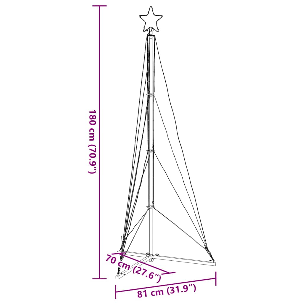 LED-juletræ 363 LED'er 182 cm varmt hvidt lys