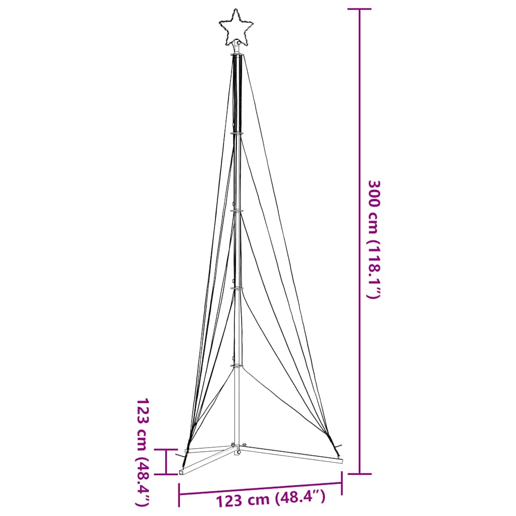 LED-juletræ 525 LED'er 302 cm farverigt lys