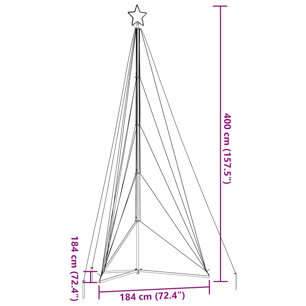 LED-juletræ 615 LED'er 404,5 cm varmt hvidt lys