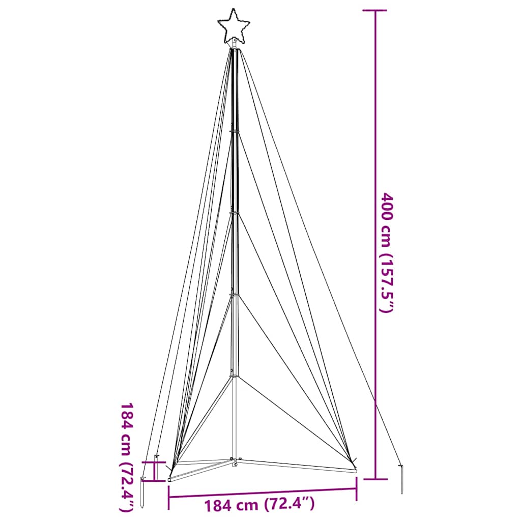 LED-juletræ 615 LED'er 404,5 cm koldt hvidt lys