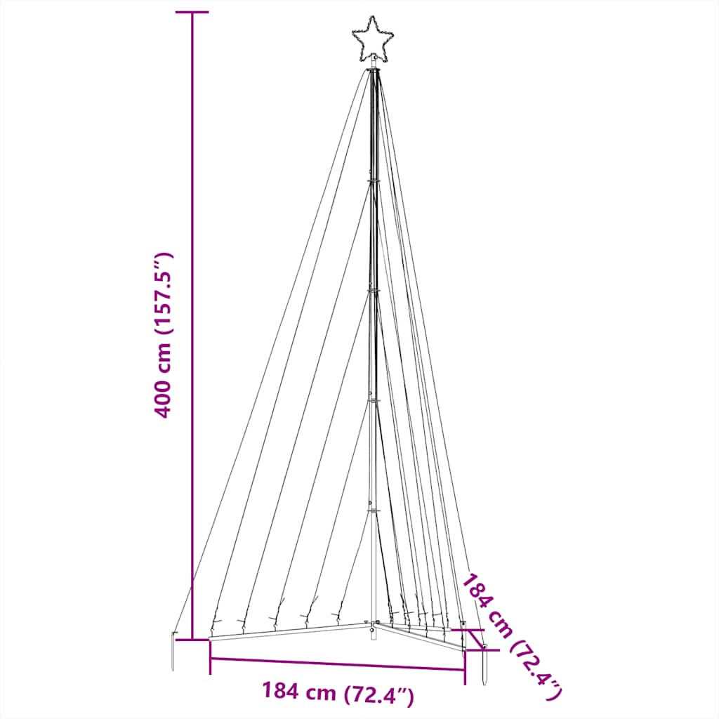 LED-juletræ 570 LED'er 399 cm varmt hvidt lys