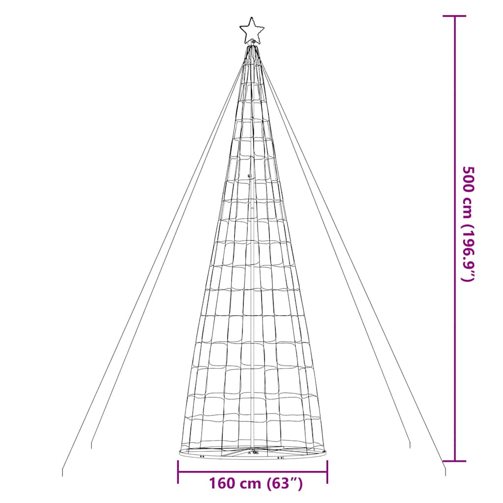 LED-juletræ 1534 LED'er 500 cm blåt lys