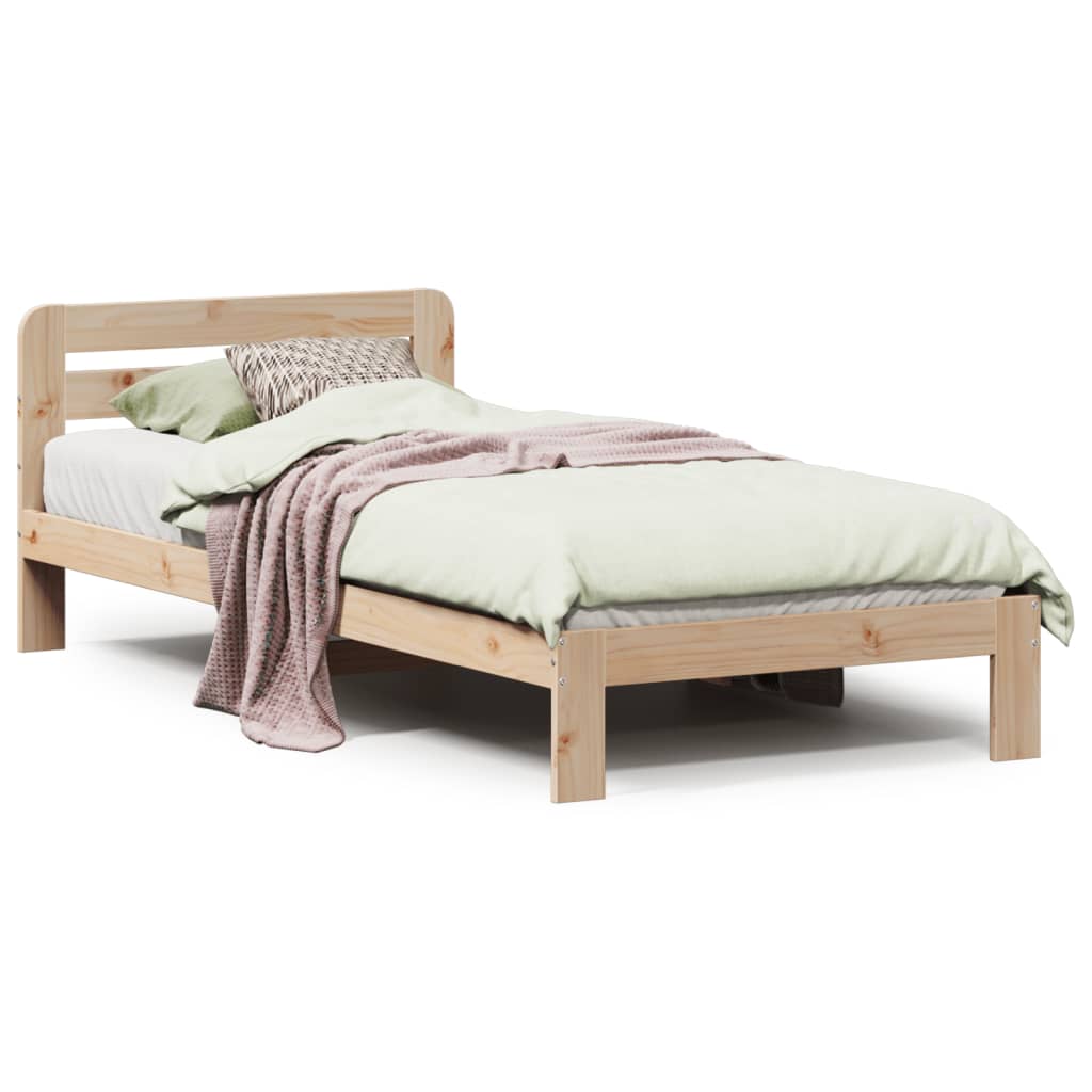 sengeramme uden madras 90x200 cm massivt fyrretræ