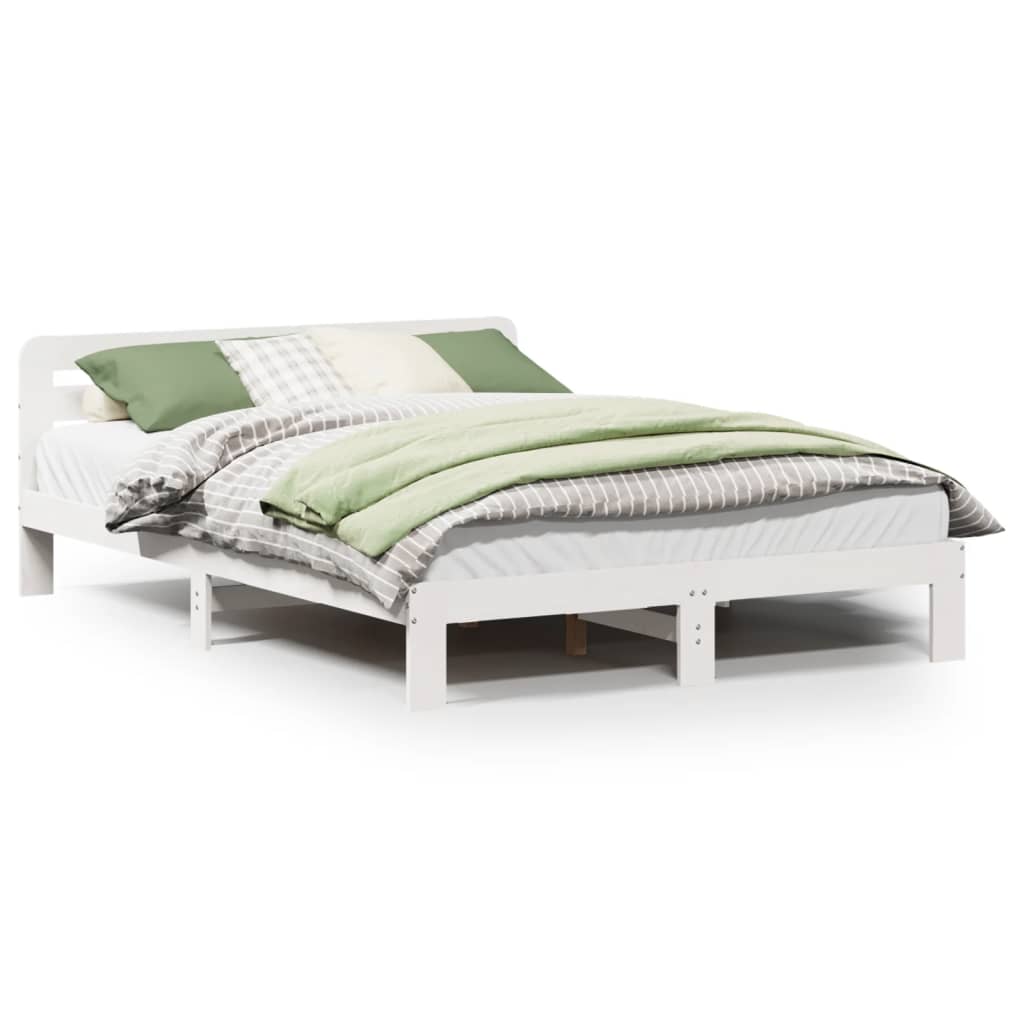 sengeramme uden madras 140x200 cm massivt fyrretræ hvid