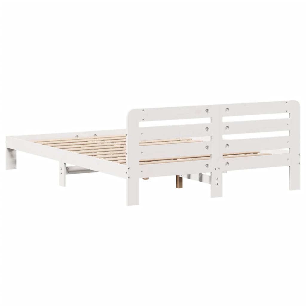 sengeramme uden madras 140x200 cm massivt fyrretræ hvid