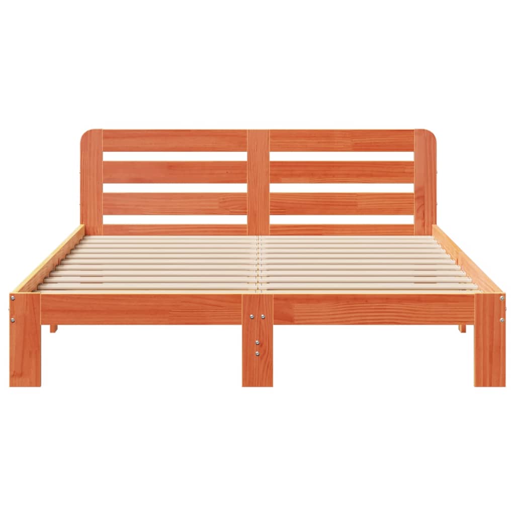 sengeramme uden madras 140x200 cm massivt fyr gyldenbrun