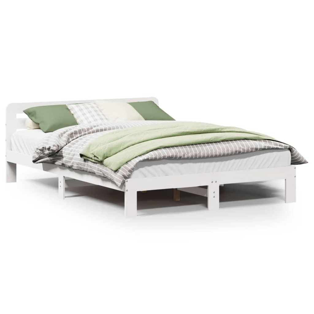 sengeramme uden madras 150x200 cm massivt fyrretræ hvid