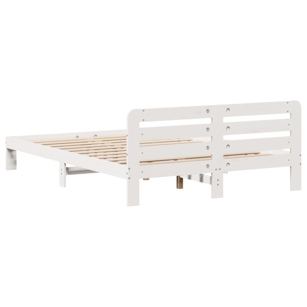 sengeramme uden madras 150x200 cm massivt fyrretræ hvid