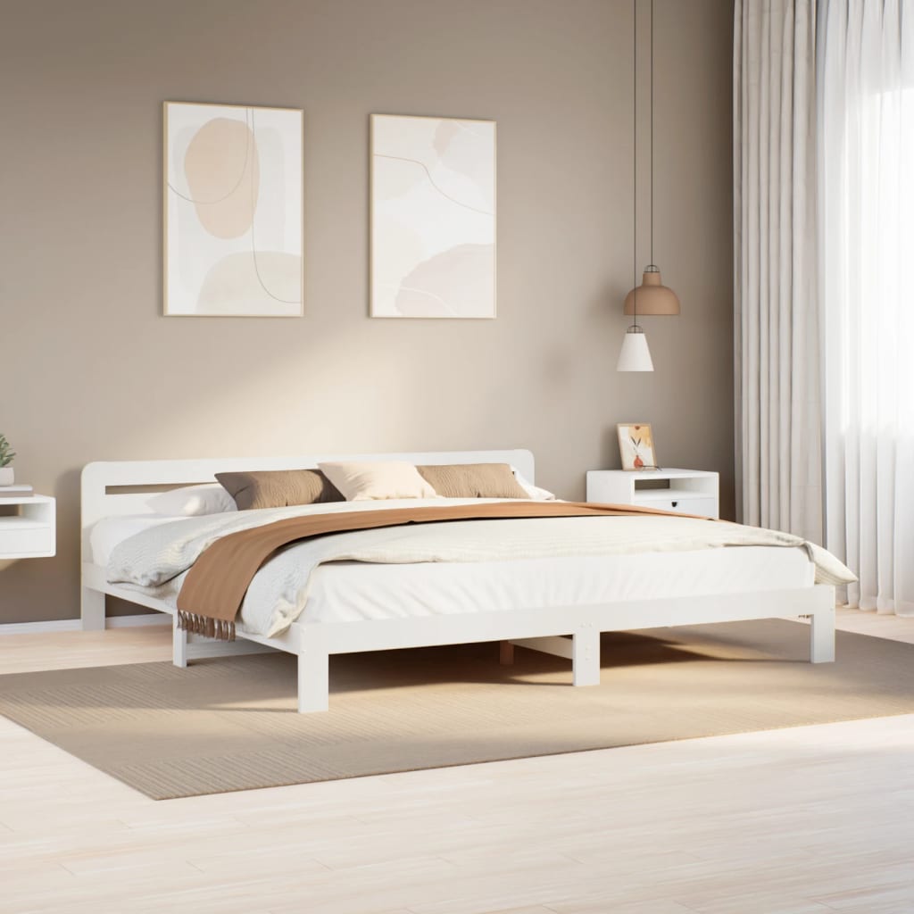 sengeramme uden madras 180x200 cm massivt fyrretræ hvid