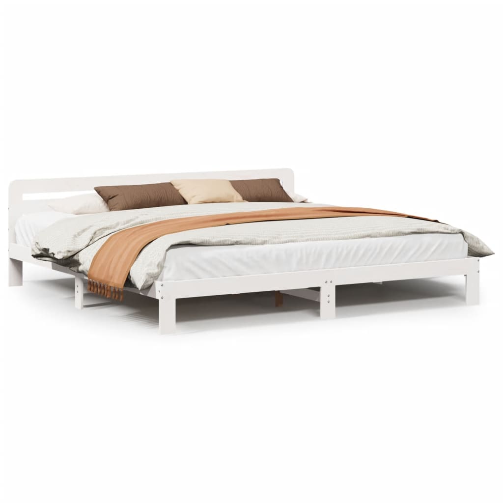 sengeramme uden madras 200x200 cm massivt fyrretræ hvid