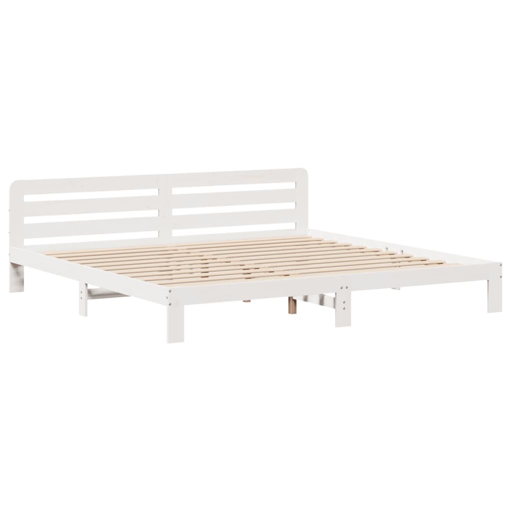sengeramme uden madras 200x200 cm massivt fyrretræ hvid