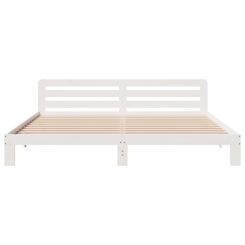 sengeramme uden madras 200x200 cm massivt fyrretræ hvid