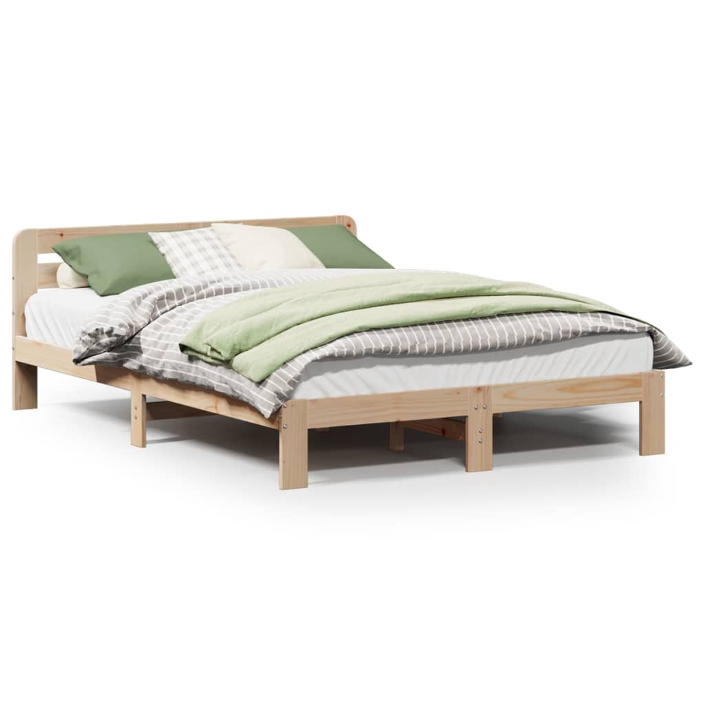 sengeramme uden madras 135x190 cm massivt fyrretræ hvid