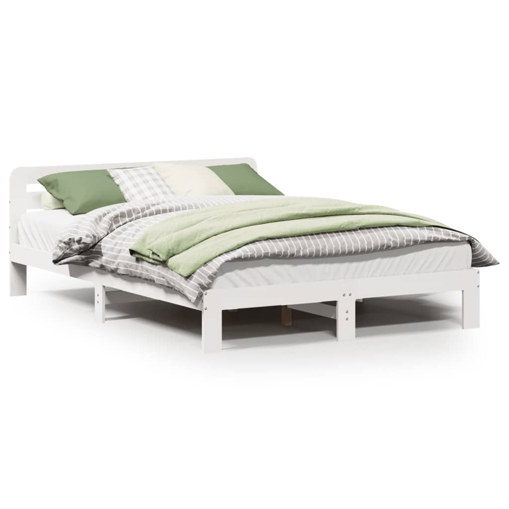 sengeramme uden madras 135x190 cm massivt fyrretræ hvid