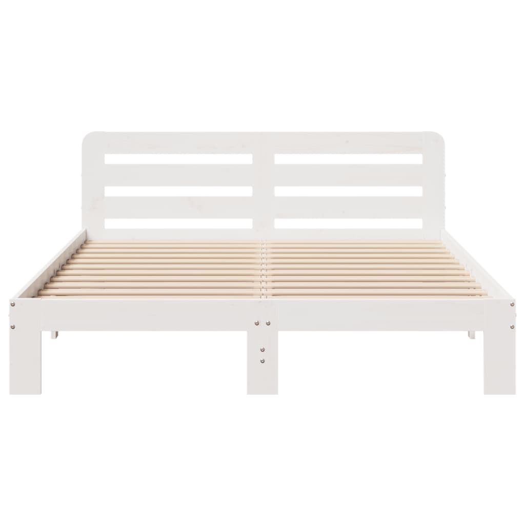 sengeramme uden madras 135x190 cm massivt fyrretræ hvid