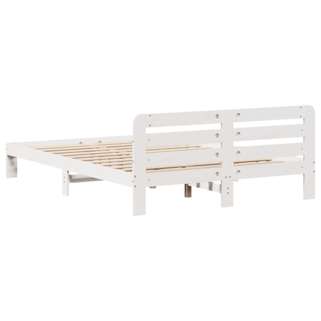 sengeramme uden madras 135x190 cm massivt fyrretræ hvid
