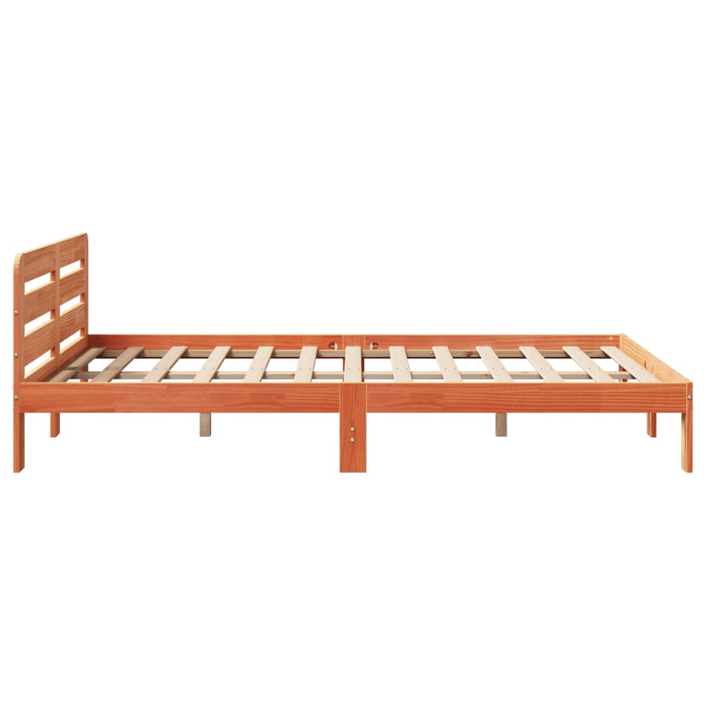 sengeramme uden madras 135x190 cm massivt fyrretræ brun