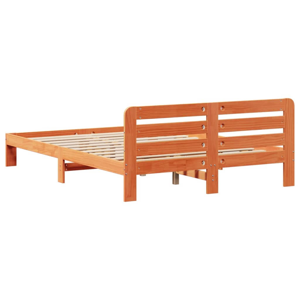 sengeramme uden madras 135x190 cm massivt fyrretræ brun