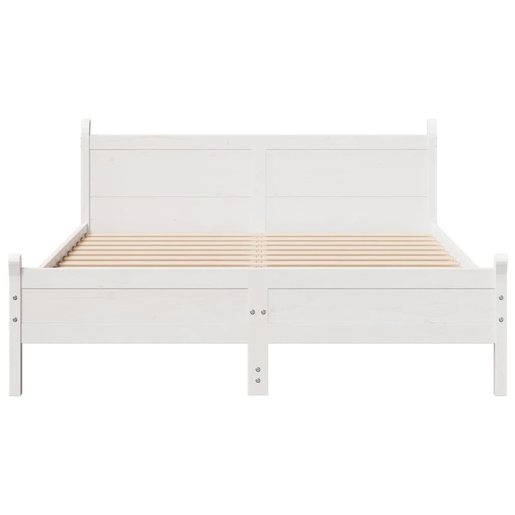 sengeramme uden madras 150x200 cm massivt fyrretræ hvid