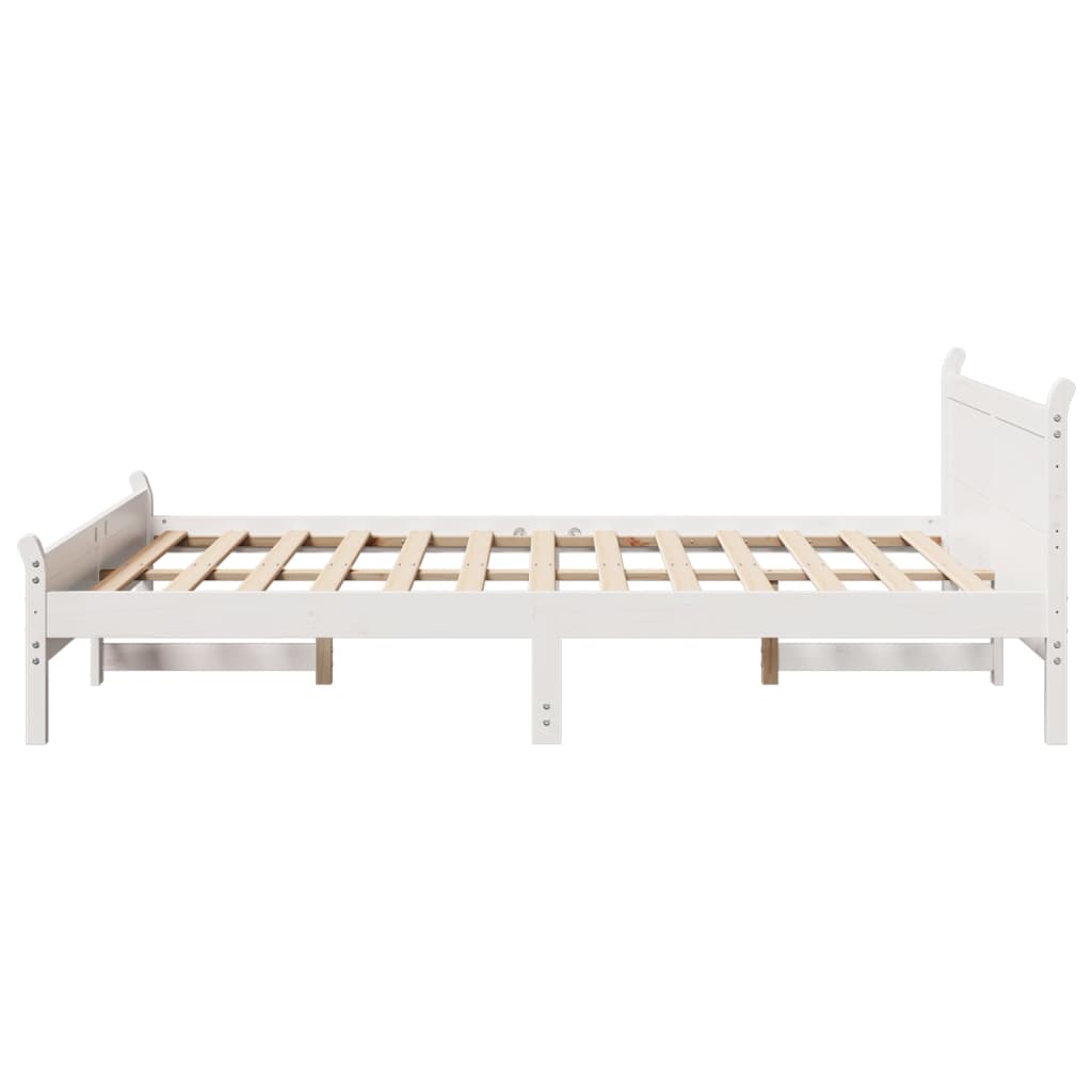 sengeramme uden madras 150x200 cm massivt fyrretræ hvid