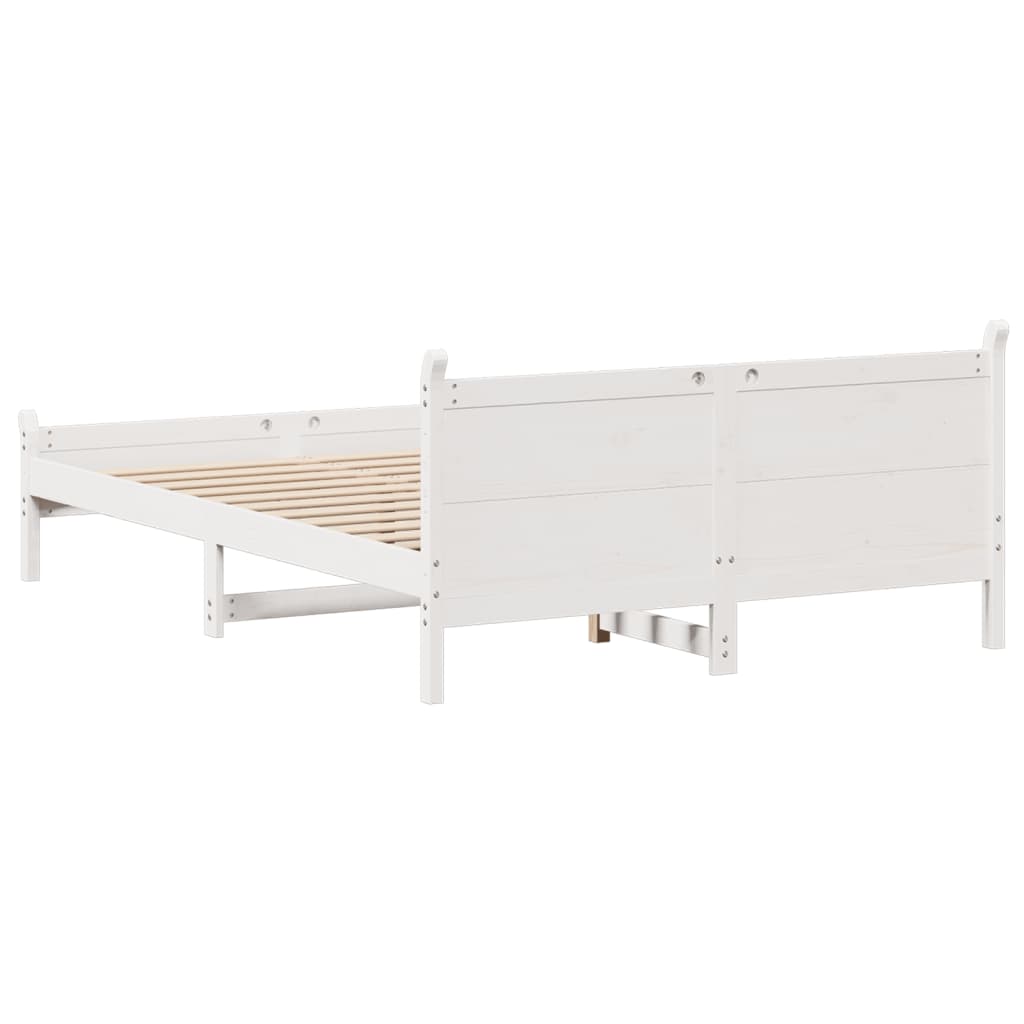 sengeramme uden madras 150x200 cm massivt fyrretræ hvid