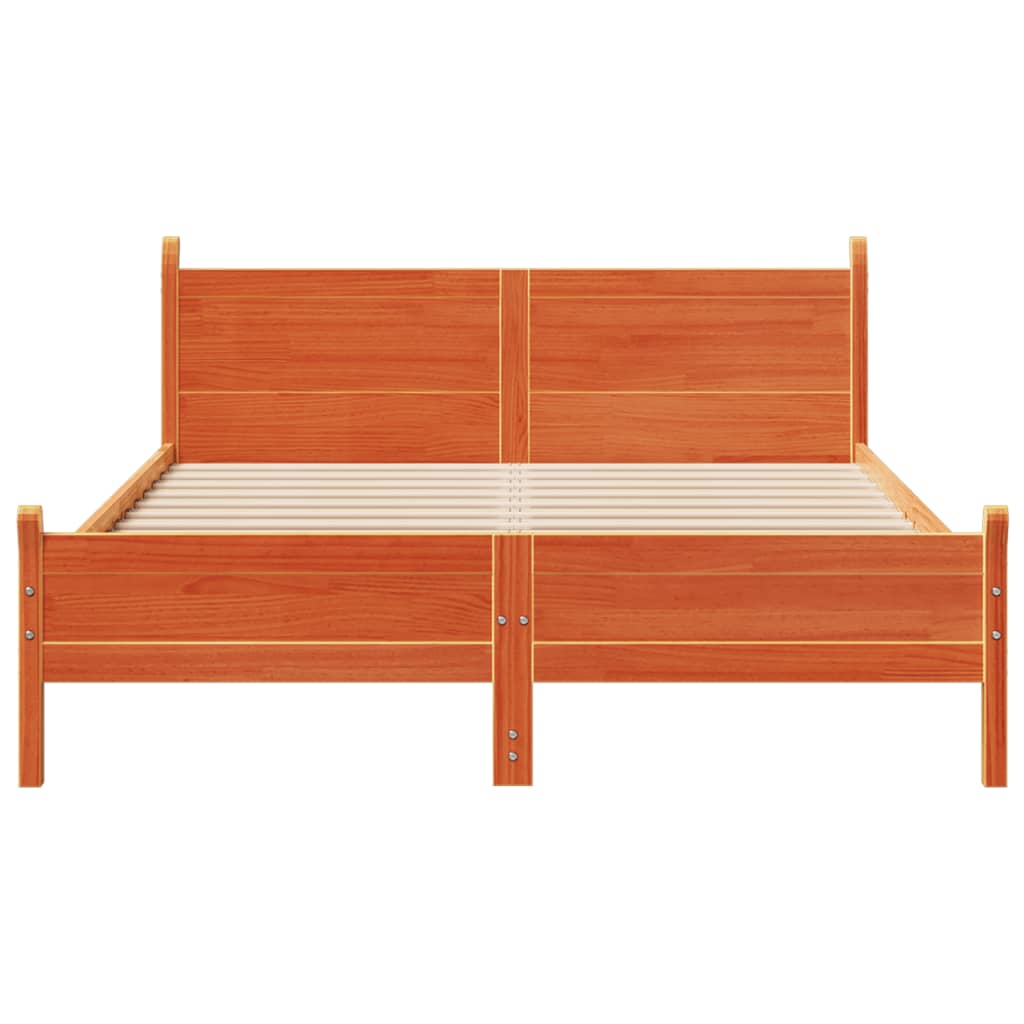 sengeramme uden madras 150x200 cm massivt fyrretræ gyldenbrun